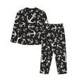 thumbnail image 2 of Junzan Anchor Print Womens Pajama Sets,Long Sleeve Button Down For Women Pjs 2 Piece, 2 of 9