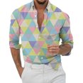 thumbnail image 1 of Camisas Para Hombre Casual Camisa casual con botones sueltos para hombre Camisa de manga larga grande Camisas de manga larga para hombres (Pink, XXL), 1 of 6