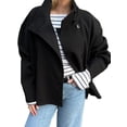 thumbnail image 2 of Women Crop Pea Coat Winter Loose Casual Short Jacket Outwear, 2 of 6