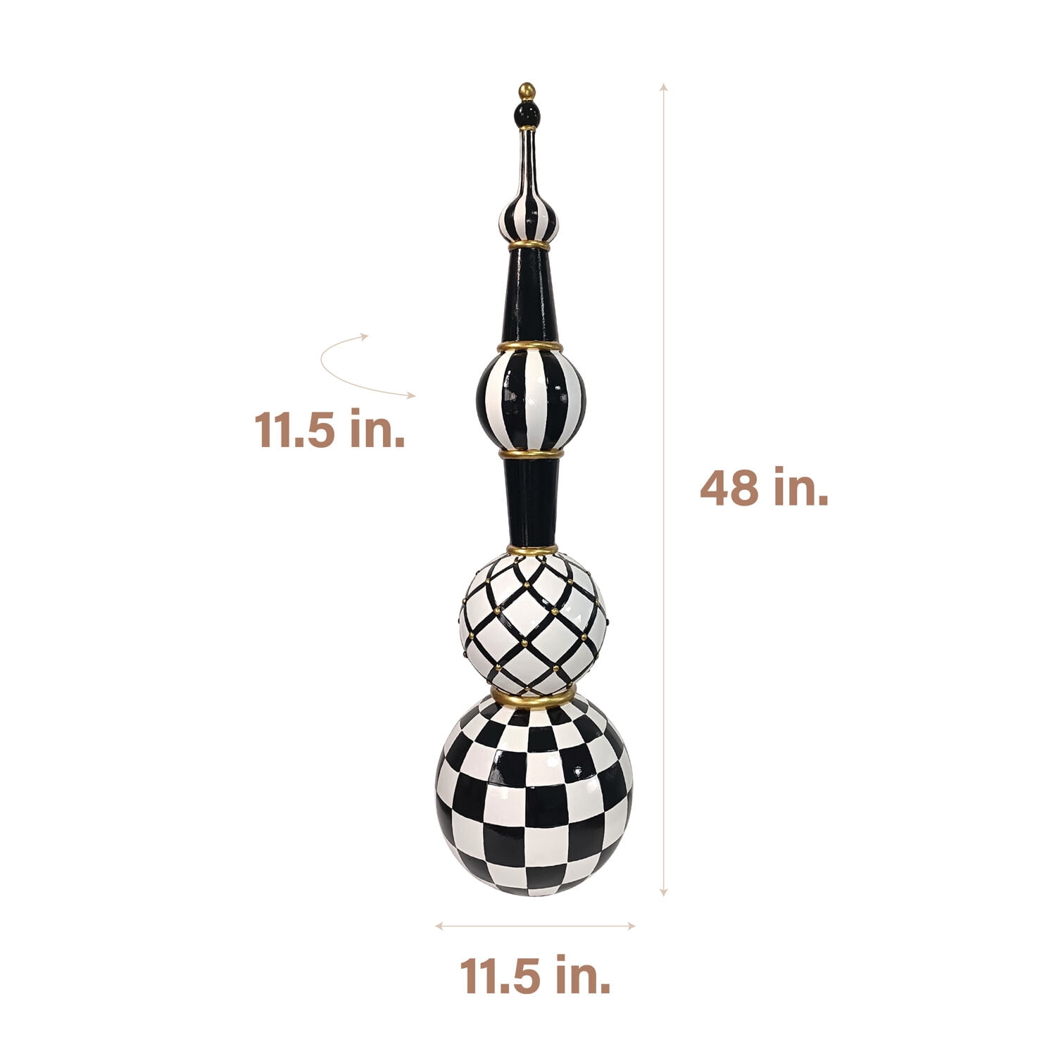Fraser Hill Farm Black and White Finial Christmas Decoration, 36-In.