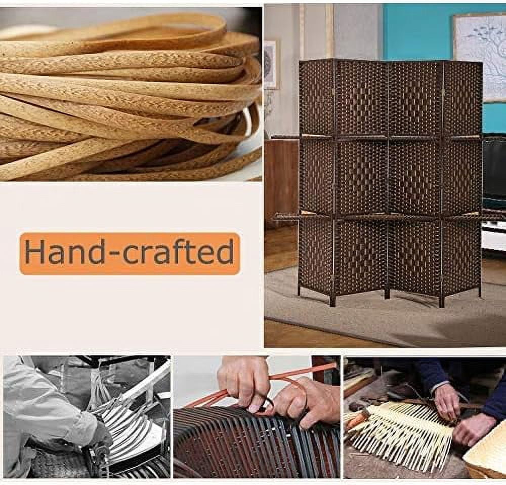 XF XINFENG 6 ft Wood 4-Panel Room Divider and Folding Privacy Screen with 2 Tier Display Shelves, Decorative Screen Freestanding Office Temporary Wall Divider Diamond Room Partition, Brown