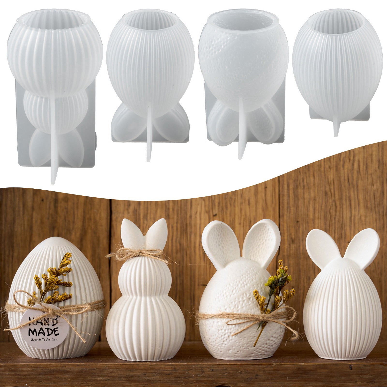 6Pcs Easter Hare Eggs Silicone for Resin Casting Soap Home Decor