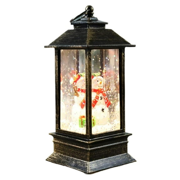 Christmas Glowing Lantern,Snowman Lantern Glowing Xmas Decor Tabletop Ornament for Festive Atmosphere,Battery Operated Lighted Swirling Glitter Water Lanterns for Christmas Home Decoration