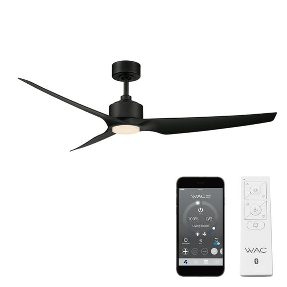 WAC Stella 60" Matte Black Dimmable LED Smart Ceiling Fan with Remote Control