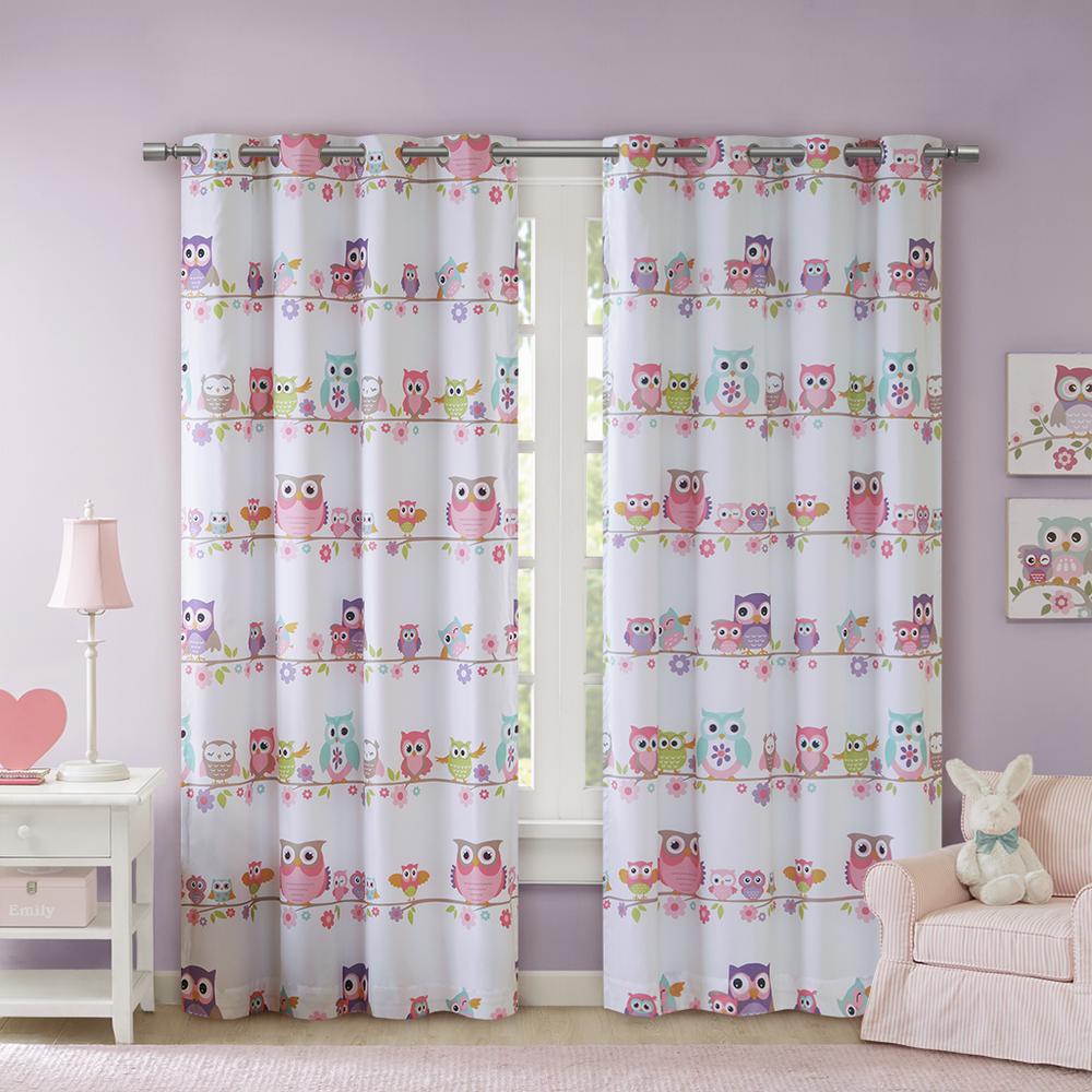 Mi Zone Wise Wendy Kids Blackout Curtain, Floral and Owl Print Window Panel, 1-Piece 50x84 , Multi Color