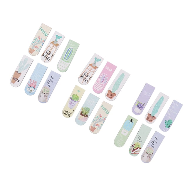 Seitruly Marcapáginas de 18 piezas con diseño de Cactus decorativo, papelería, suministros escolares, Clip de páginas de regalo para estudiantes, Suministros de escritura y corrección