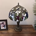 thumbnail image 6 of Tiffany Table Lamp Stained Glass Butterfly Grapes Green Leaves For Living Room Bedroom Bedside 12"W*12"D*19"H, 6 of 8