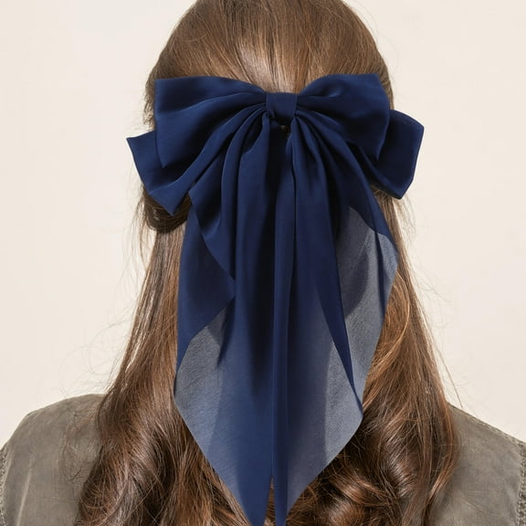 LOLIPPYY 4pcs Women Big Bow Barrette Hair Clip Bows Bowknot Accessories Navy Blue