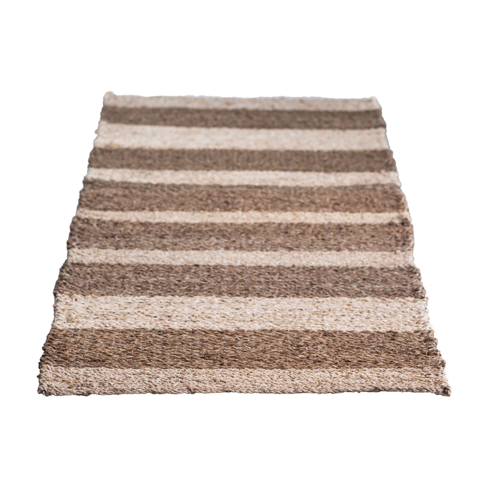 Striped Woven Seagrass and Jute Area Rug by 3R Studios