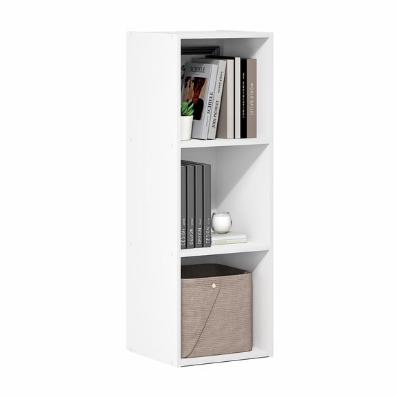 Furinno LUDER 3-Cube Bookcase with Open Storage Shelves, 11.6 x 12.2 x 35.7 Inches, White