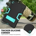 thumbnail image 4 of ELEHOLD Rugged Hybrid Case for Samsung Galaxy Tab A8 10.5" 2022 SM-X200/X205, Tri-Layers Hard PC Soft Silicone Hidden Kickstand Anti-Scratch Shockproof Heavy Duty Case for Kids Men Women,Black+Mint, 4 of 7