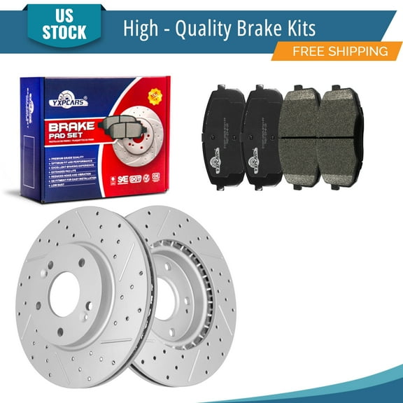 YXPCARS 6PCS Front Brake Kits, Drilled & Slotted Brake Rotors   Ceramic Brake Pads Kit for Kia Soul 2014-2016 All Models (31584 1397)