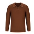 thumbnail image 5 of GuangCheng Mens Lapel Sweaters Textured Knit V Neck Pullover Business Casual Loose Fit Tops, 5 of 6