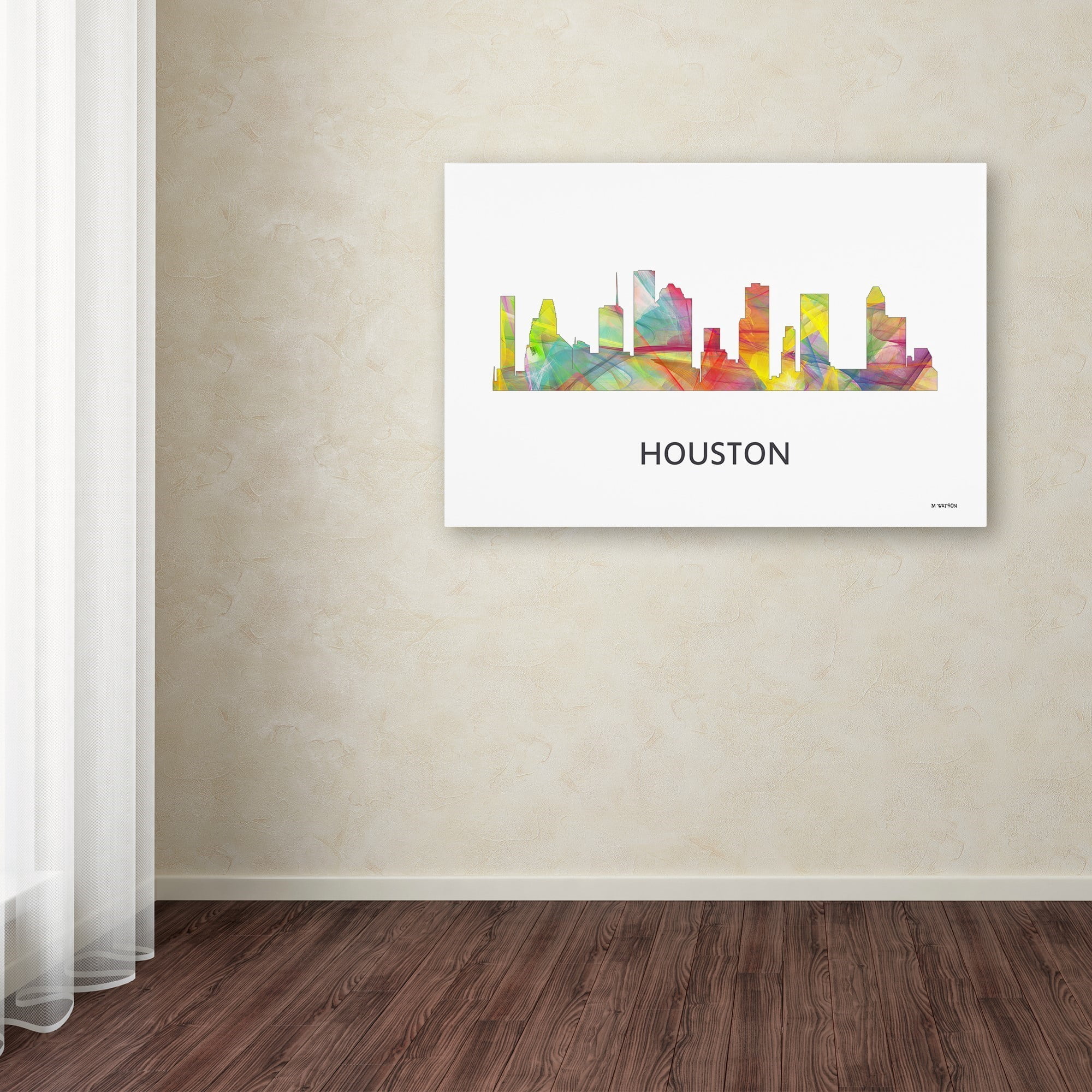 Trademark Fine Art 'Houston Texas Skyline WB-1' Canvas Art by Marlene Watson