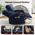 thumbnail image 2 of Loberfve Loveseat Recliner Sofa, Fabric Manual Pull Tab Double Reclining with USB Charge Ports, Cup Holders, Recliner 2 Seater Couches for Living Room, RV, Blue, 2 of 7