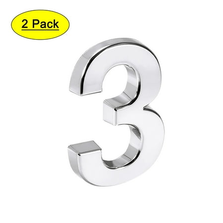

Uxcell 2.76 ABS Plating Self Adhesive House Number 3 Silver Tone 2 Pack