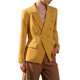 thumbnail image 4 of BLAZER DE LARGO MANGA LARGA DE DOBLE BOTÓN PARA MUJERES CHIC DE PRIMAVERA XL AMARILLO, 4 of 5