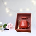 thumbnail image 2 of Taza de cerámica lisa esmerilada con cuchara y tapa. Resistente al calor. Ideal para el hogar y la oficina. rojo, 2 of 8