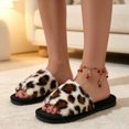thumbnail image 6 of BERANMEY Leopard Open Toe Womens Slippers Cute Soft House Slippers for Women Men Anti-slip Thick Sole Indoor Bedroom Winter Home Slippers, 6 of 9
