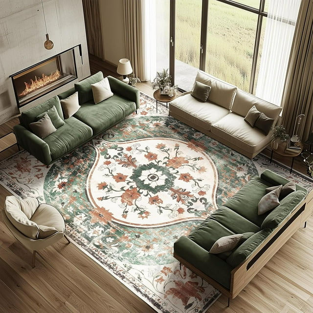 Area Rugs for Entryway x Lightweight Machine Washable Rug Vintage Area Rugs for Bedroom Neutral Bathroom Mat Indoor Carpet for Playroom Office Living Room(Grey xft)