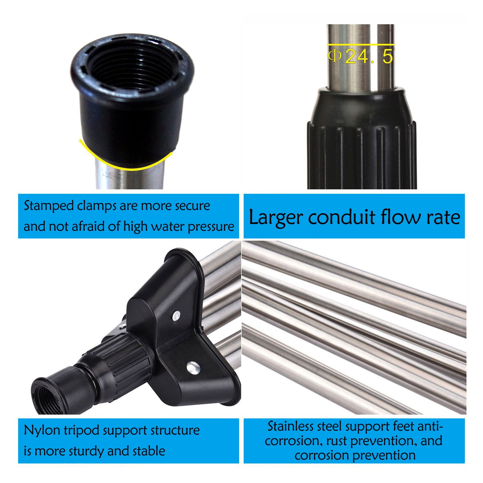 Rotating Tripod Sprinkler,360° Degree Automatic Rotating Irrigation Stand,Automatic Rotating Watering System,Telescoping Tripod Sprinkler for Large Area,Yard,Garden,Lawn