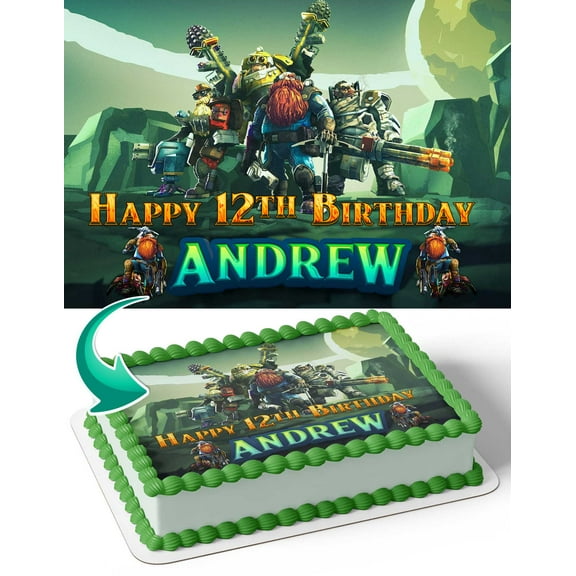 Deep Rock Galactic Edible Image Cake Topper Personalized Birthday Sheet Decal Banner 1/4 Sheet