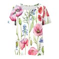 thumbnail image 4 of Fiudx Ofertas Flash Del Día Camiseta Plisada de Manga Corta con Cuello Estampado para Mujer, 4 of 6