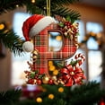 thumbnail image 3 of Christmas Tree Ornaments 2D Acrylic Monogram Pendants With Santa Hat 26 Letters Hanging Decorations For DIY Crafts And Home Decor, 3 of 5