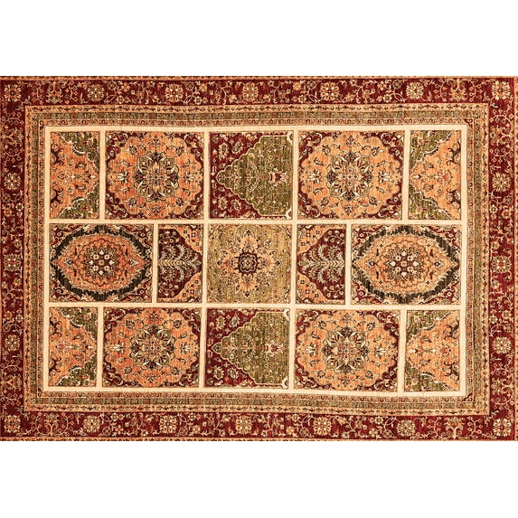 Ahgly Company Indoor Rectangle Abstract Orange Modern Area Rugs, 8' x 12'