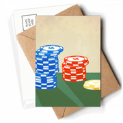 Casino Chips Arrangement Illustration Postcards Envelopes Blank Note Cards Mailing