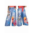 thumbnail image 3 of Women'S Summer High Waist Floral Print Loosse Wide Leg Pants with Pockets Royal Blue M, 3 of 6