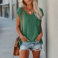 thumbnail image 2 of BiZtdJrK Cap Sleeve Tops for Women V Neck Loose Fit Summer Vacation T Shirts Comfy Casual Street T Shirt with Chest Pocket Green XL, 2 of 7