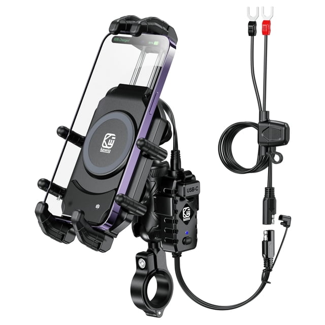 Soporte de teléfono para motocicleta, cargador inalámbrico BRCOVAN Qi de 15 W