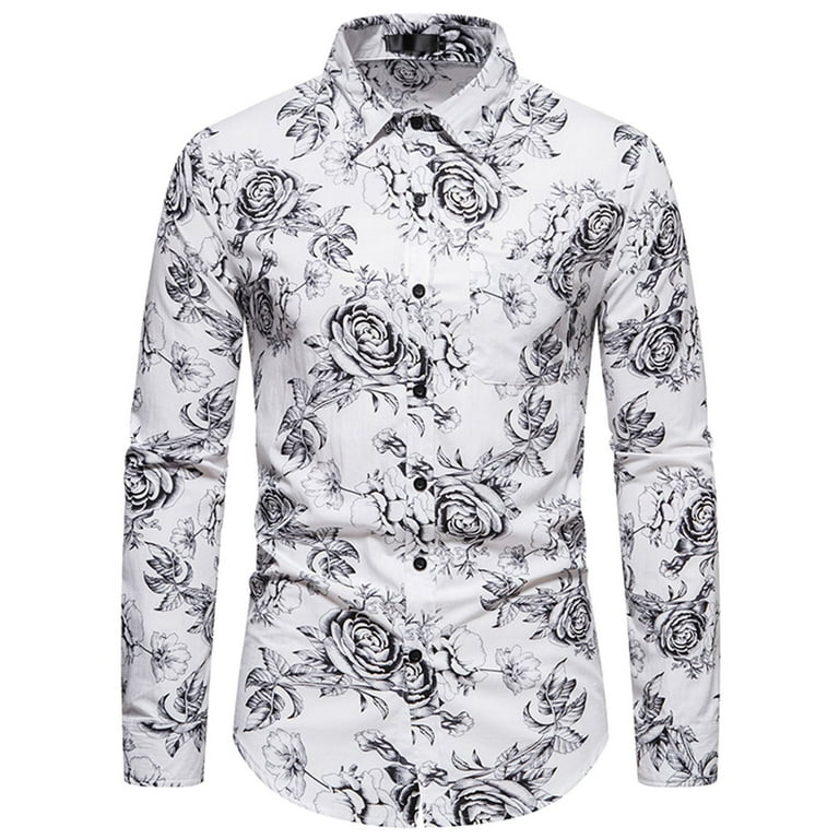 Leesechin Mens Floral Print Dress Shirt Flower Pattern Slim Leesechin Mens Floral Print Dress Shirt Flower Pattern Slim