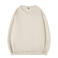 thumbnail image 2 of HAOTAGS Men's Daily Sweatshirts, Casual Spring Fall Solid Color Cotton Long Sleeve Round Neck Pullover Top Beige M, 2 of 7