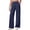 Navy, variant on Women's Waffle Knit Pants, Comfortable Loose Fit High Waist Elastic Waist Lounge Pants, Soft & Breathable Trousers for Yoga, Casual, Home, and Athleisure Wear-White