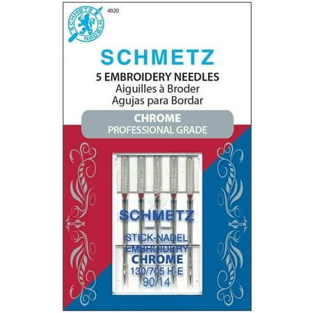 Schmetz Needle Chrome Embroidery Sz 90/14 5pc (pack of