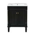 thumbnail image 4 of Tcbosik 24 inch Bathroom Vanity with Ceramic Sink, Floor Standing Vanity Storage Cabinet with Adjustable Shelf and 2 Soft Close Doors, Black, 4 of 9