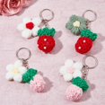 thumbnail image 4 of TRAHOO-4Pcs Crochet Strawberry Keychains Handmade Weaving Strawberry Flower Keychains Crochet Plush Keychain With Iron Rings Cute Hanging Charm Keyrings for Wallet Backpack Decoration, Mixed, 4 of 4