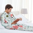 thumbnail image 6 of Picia Cute Flamingo Pattern Men’s Long-Sleeve Sleepwear Set - Soft 2-Piece Loungewear with Pockets, Comfy PJs for Relaxing Nights-X-Large, 6 of 7