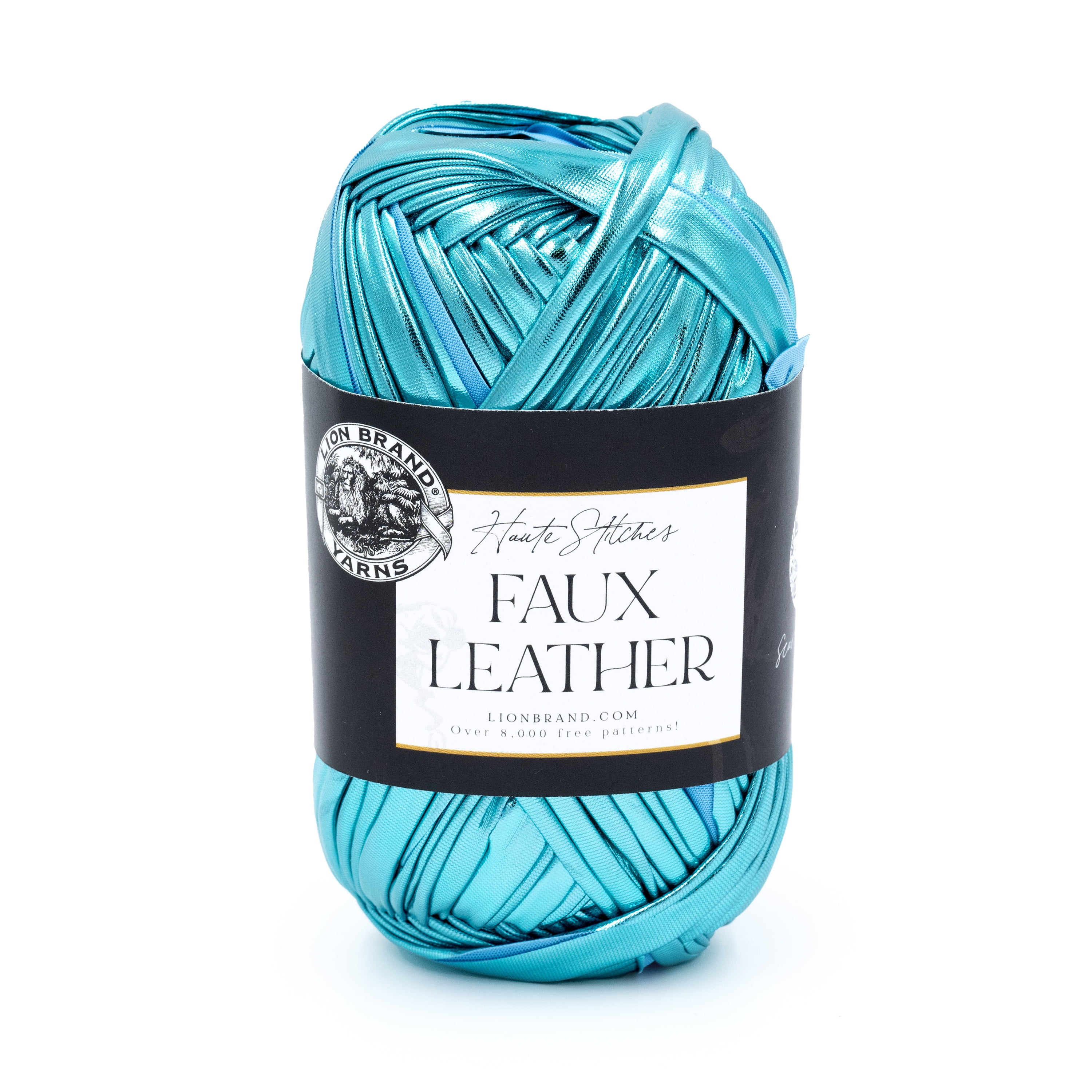 Lion Brand Haute Stitches Faux Leather Yarn Caribbean Blue #6 Super Bulky Yarn 120g/ 36m, 1-CT