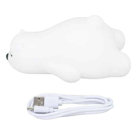 

LED Colorful Night Light Cute Lying Bear Shaped Soft Silicone USB Rechargeable Bedside Night Lamp