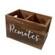 thumbnail image 4 of Organizador de escritorio para control remoto, caja de almacenamiento multimedia de madera con 2 ranuras, control remoto Marrón, 4 of 9