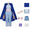 Blue, variant on Blue Movie Theme Cowgirl Cosplay Costume for Women, Cape Top Pants with Wrist and Head Accessories, Halloween Outfit for Adults