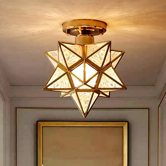 Fmxomd Ceiling Light Semi Flush Mount Ceiling Light Small Chandelier - for Kitchen Hallway Entrance Balcony Dining Rooms Living Rooms Bar Farmhouse - Gold