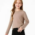 thumbnail image 5 of Otqutp 5-14 Years Girls Long Sleeve T Shirts Kids Fall Fashion Tops Crewneck Basic Tees Girls Shirts Cotton T-Shirts Loose Tunic Tops (a-Khaki,13-14 Years), 5 of 6
