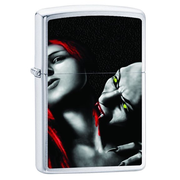 Zippo Lighter - Personalized Message Engraved on Backside for Skull Series2 Windproof Lighter (Vampire Dracula Z5002)