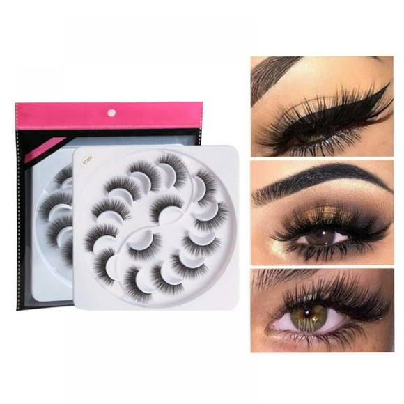 AMERTEER 7 Pairs False Eyelashes Natural Look 3D Fluffy Soft Fake Lashes 100% Handmade Lashes Wispies Reusable Natural Eye Lash
