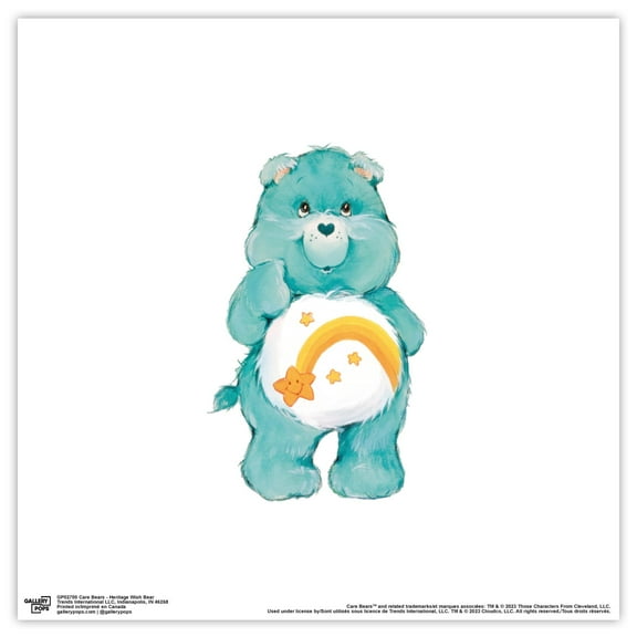 Gallery Pops Care Bears - Heritage Wish Bear Wall Art, Unframed Version, 12" x 12"
