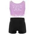 thumbnail image 2 of Nyeemya Kids Girls 2Pcs Shiny Rhinestones Dance Outfit Set Crop Top Shorts Set for Sports Yoga Gymnastics Light Purple Black 12, 2 of 6